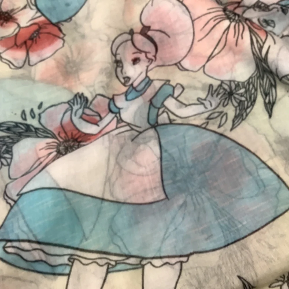 Disney Loungefly scarf wrap Alice‎ in Wonderland watercolor